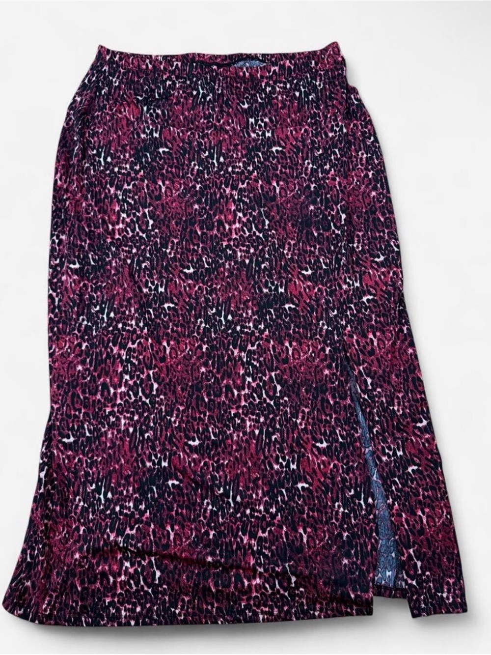 Ashley Stewart Pink and Black Leopard Print Long Skirt